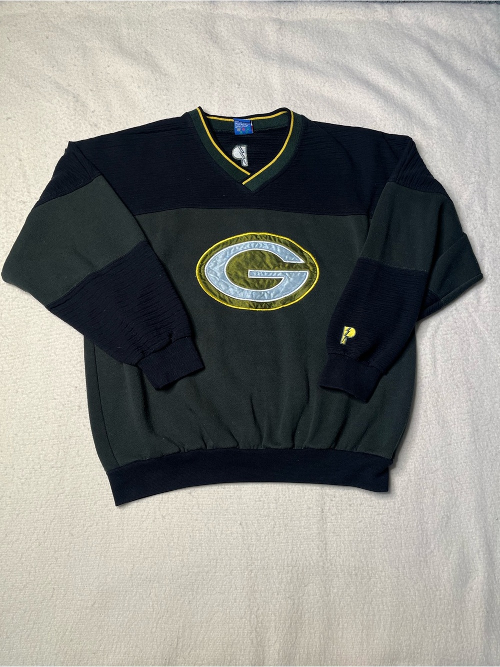 Vintage 90s Pro Player NFL Green Bay Packers V Neck Pullover Sweatshirt Mens M